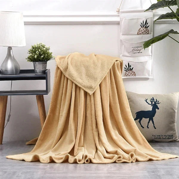 Coral Fleece Embossed Thermal Soft AC Throw Blanket - Camel – Selfstyle