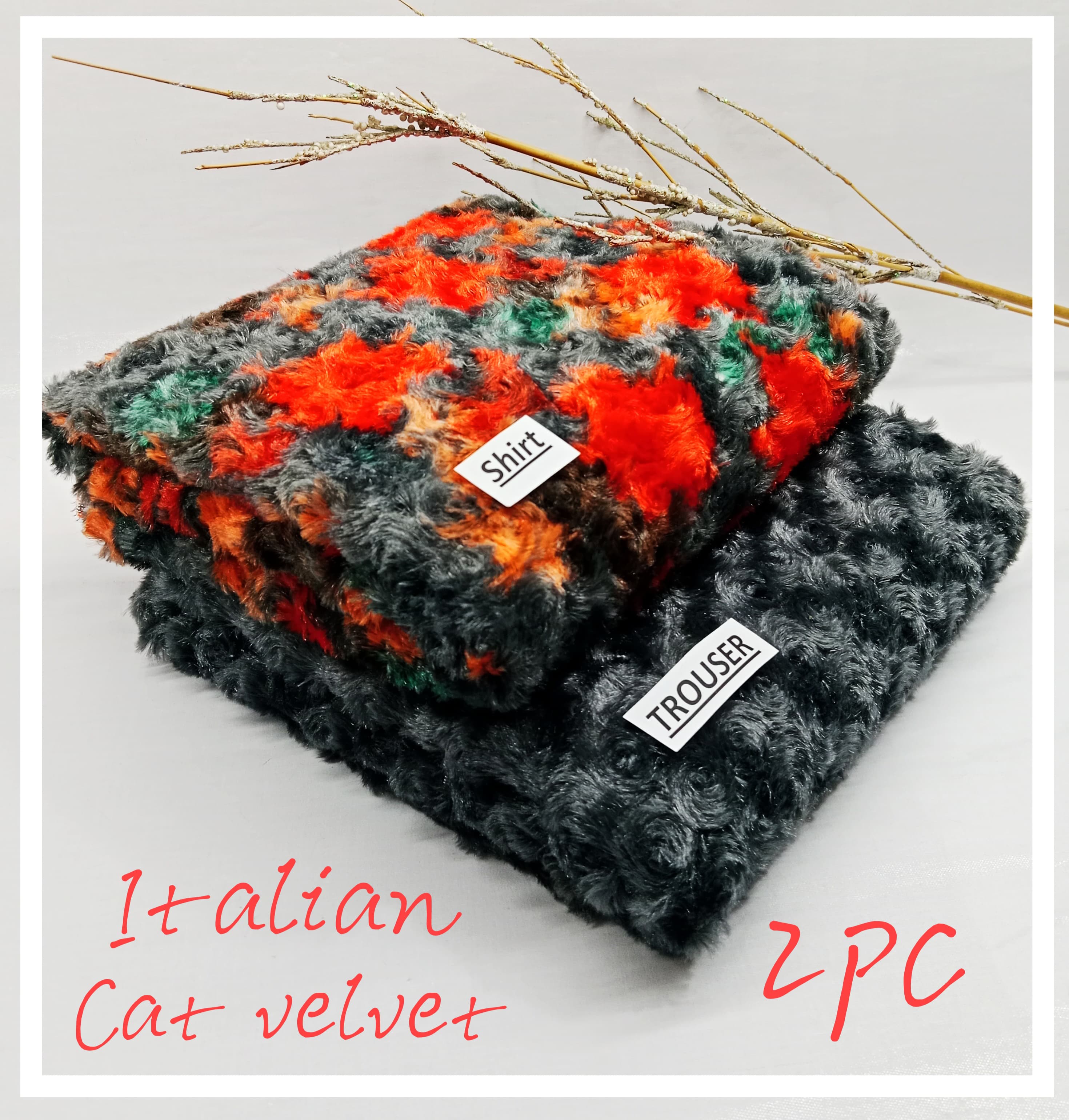 Italian Cat velvet - Black And Red