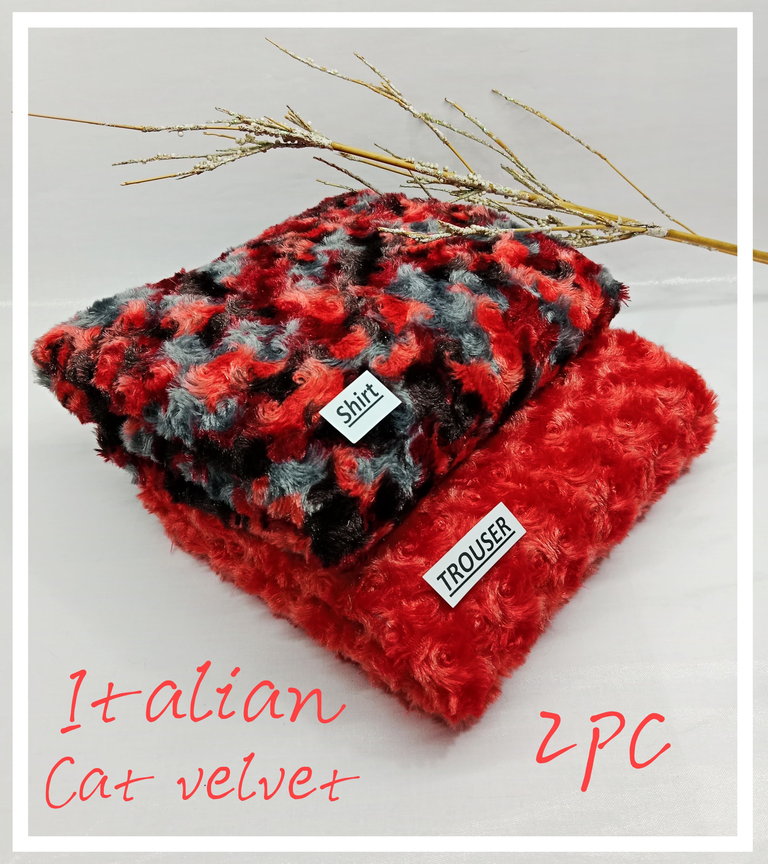 Italian Cat velvet - Black And Red