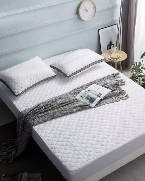 Cotton Quilted Waterproof Mattress Cover - White koi