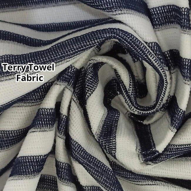 Terry Towel Waterproof Mattress Cover - Blue Stripe