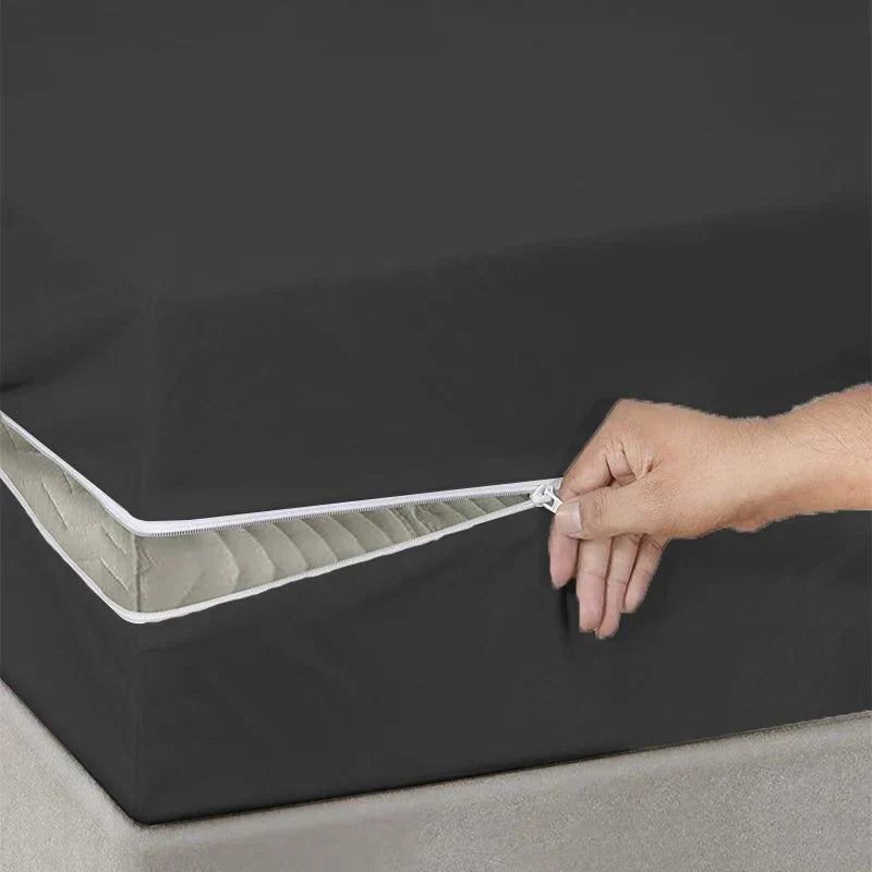 Waterproof Double Sided Zipper Mattress Cover (Black)